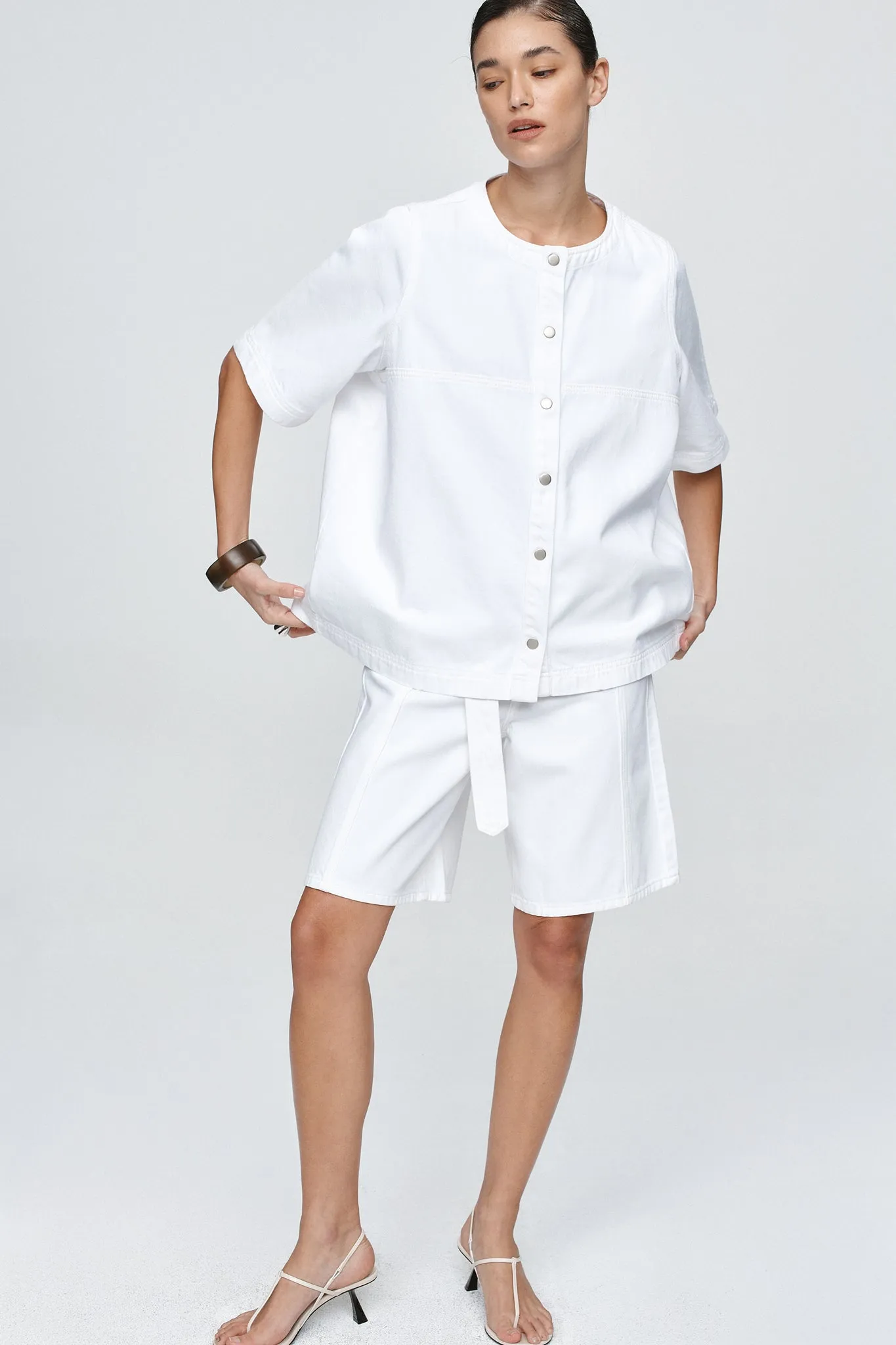 SHORT SLEEVE SEAM SHIRT - BLANC sold by Marle product image thumbnail 2