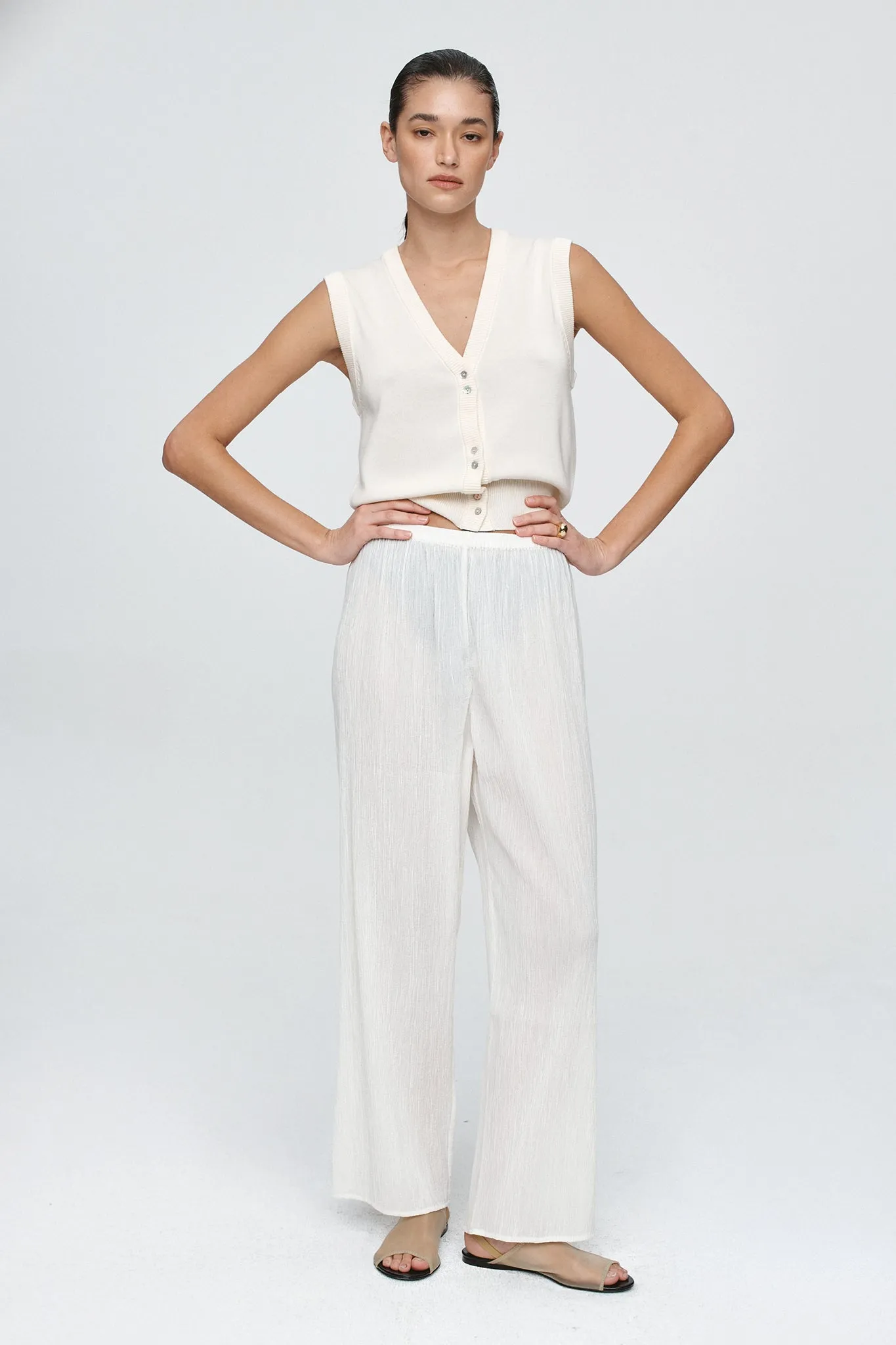 RENEE PANT - IVORY CRINKLE sold by Marle