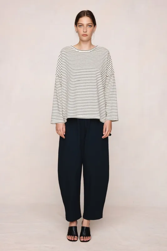 YELENA TEE - IVORY / BLACK STRIPE made by Marle