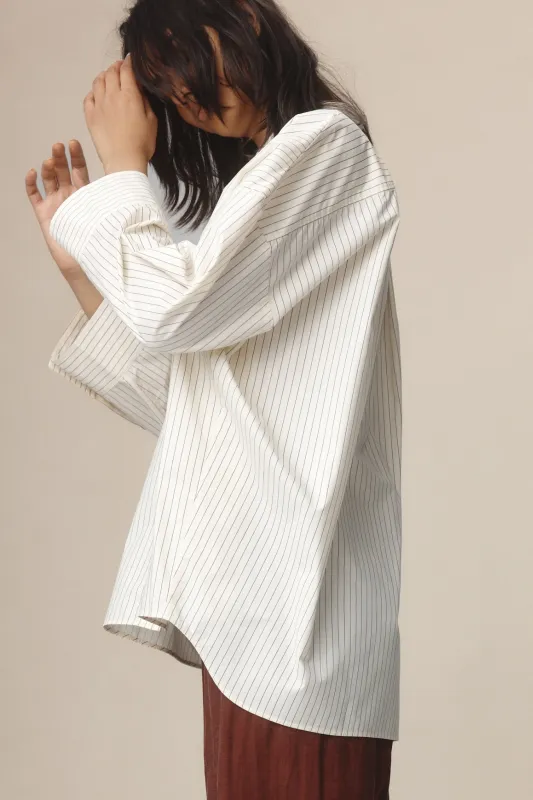 EDIE SHIRT - IVORY / BLACK STRIPE made by Marle