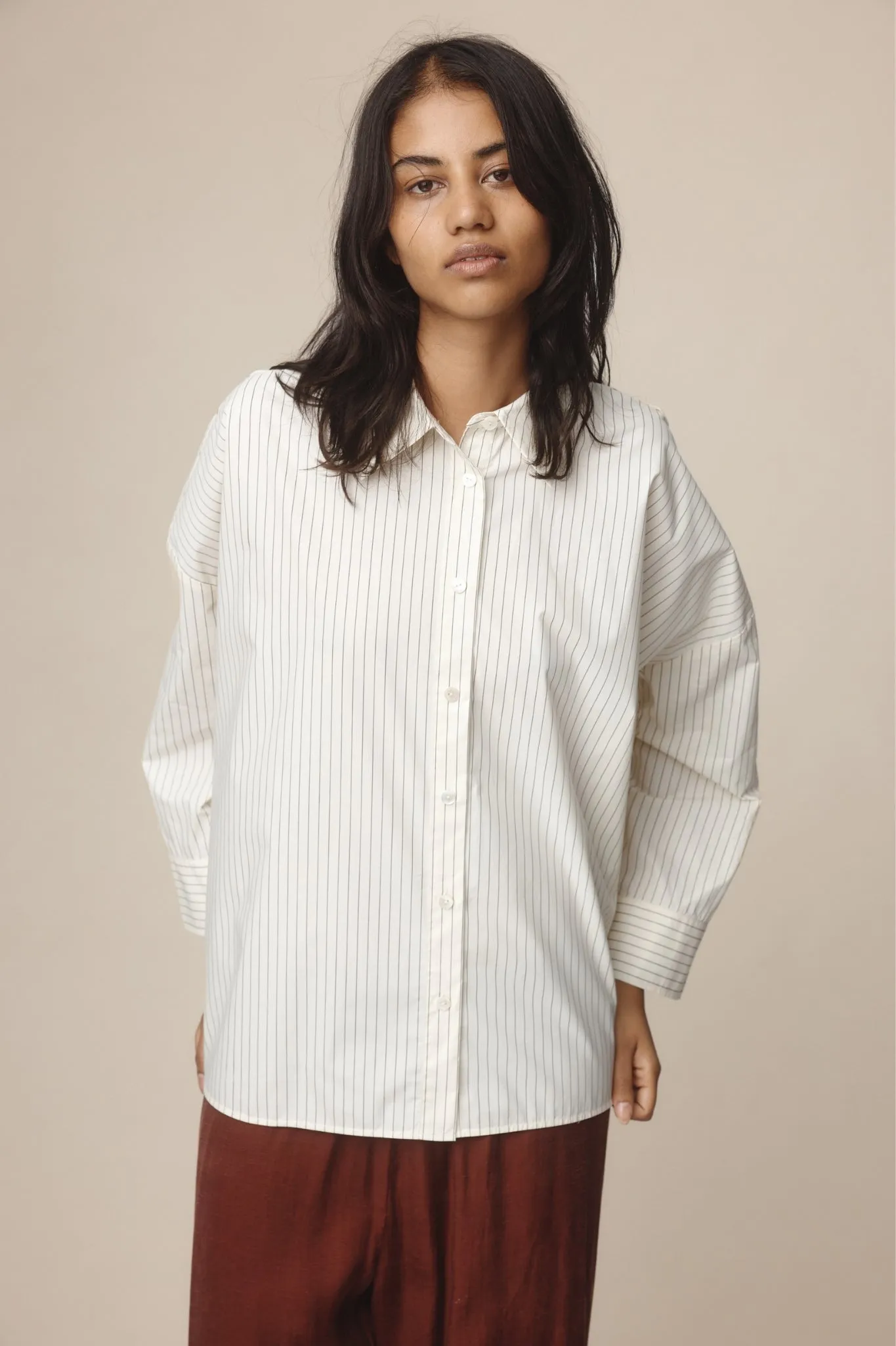 EDIE SHIRT - IVORY / BLACK STRIPE sold by Marle product image thumbnail 5
