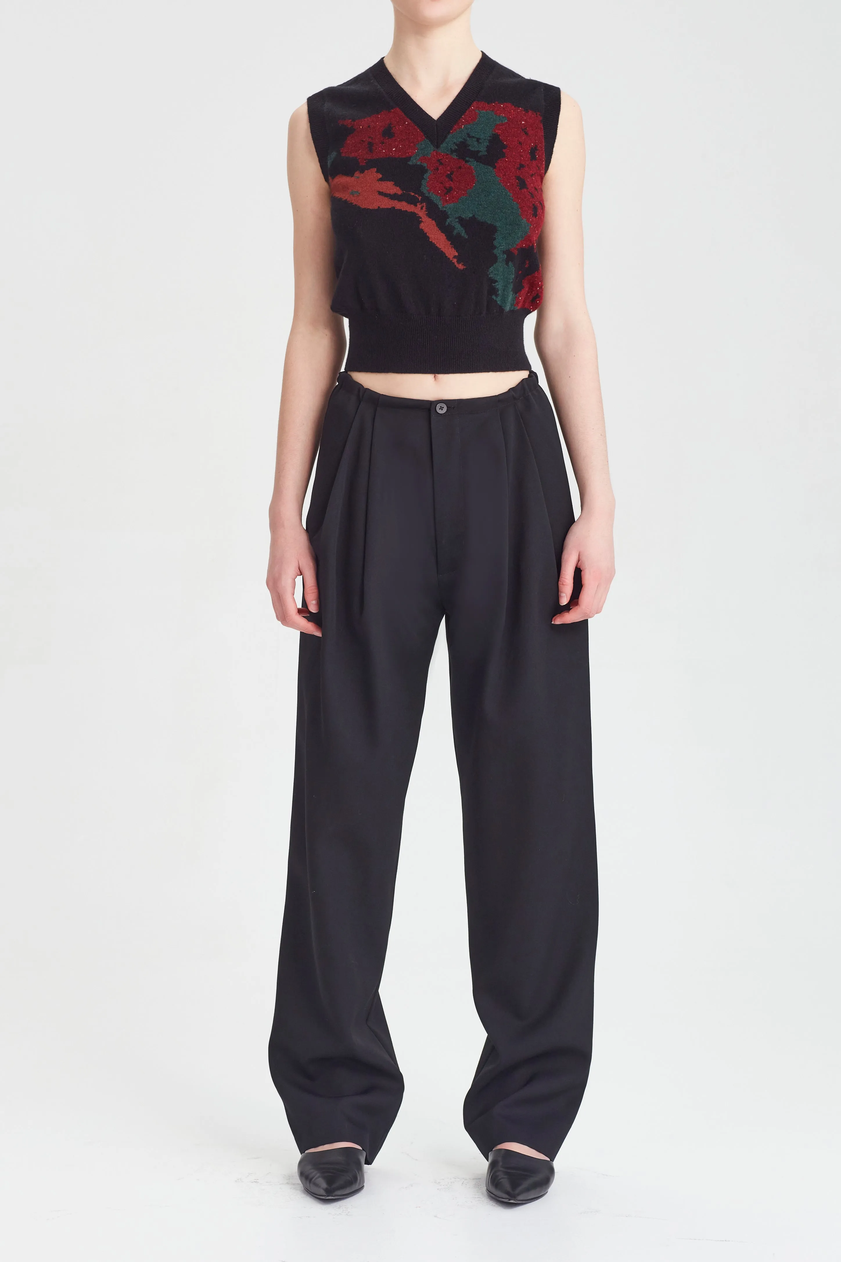 Intarsia short vest sold by Rory William Docherty