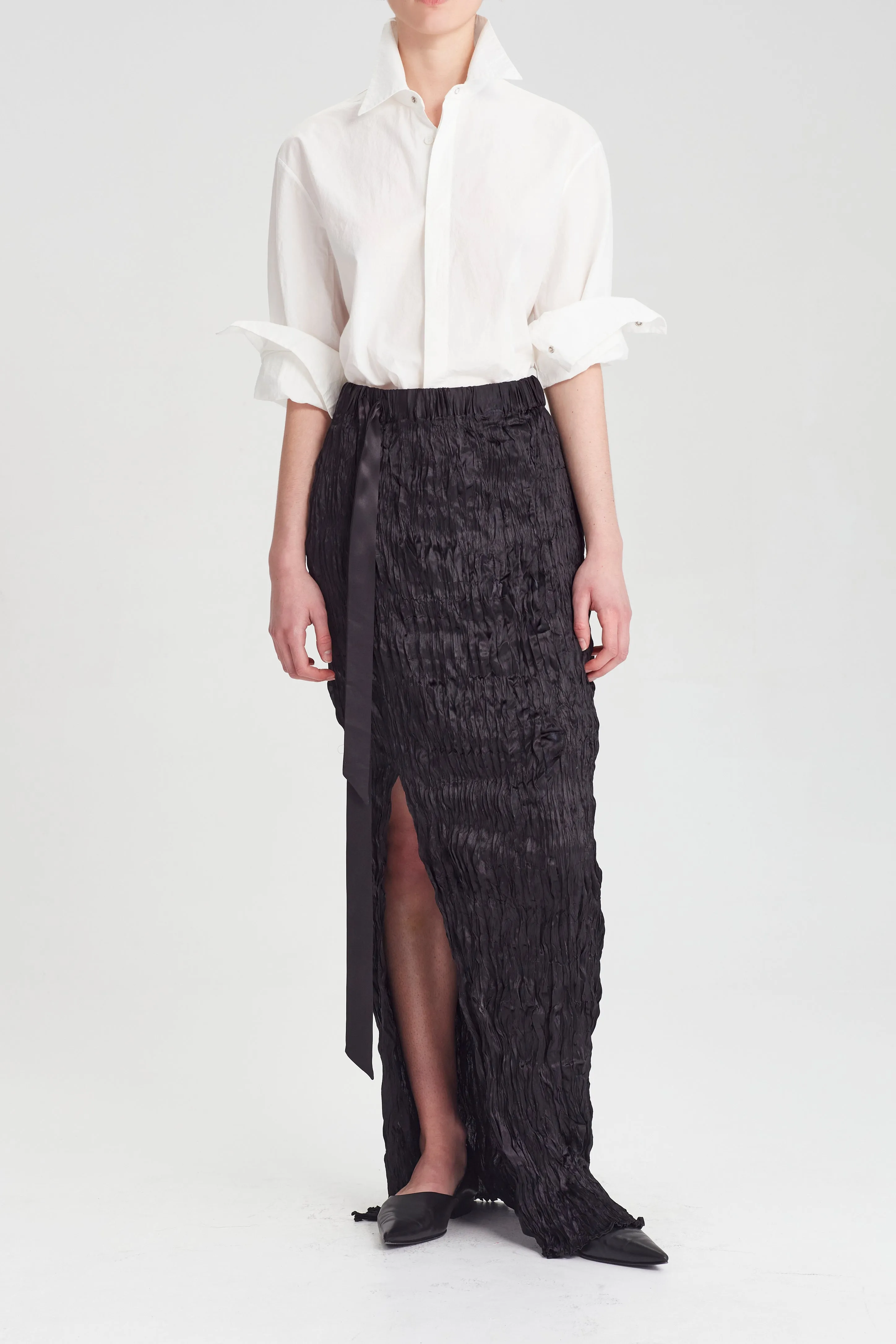 Crushed Silk Column Skirt - Black sold by Rory William Docherty