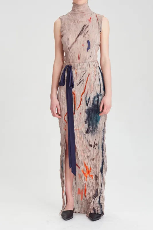 Crushed Sleeveless Turtle Neck - Beige Multi sold by Rory William Docherty