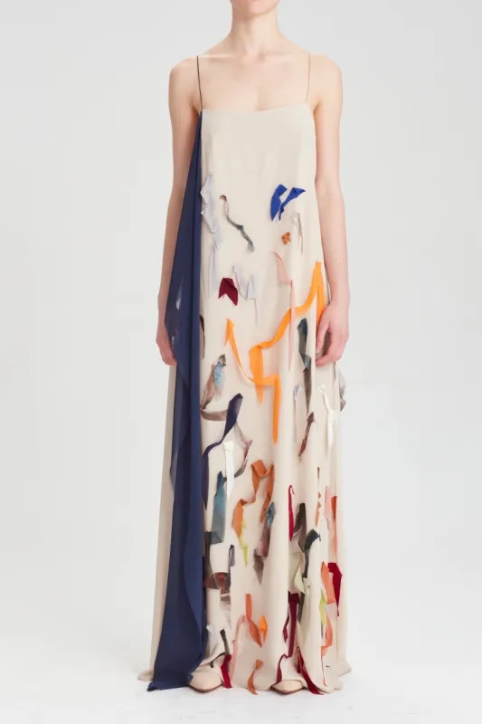 Hand sewn silk 'painted' dress sold by Rory William Docherty