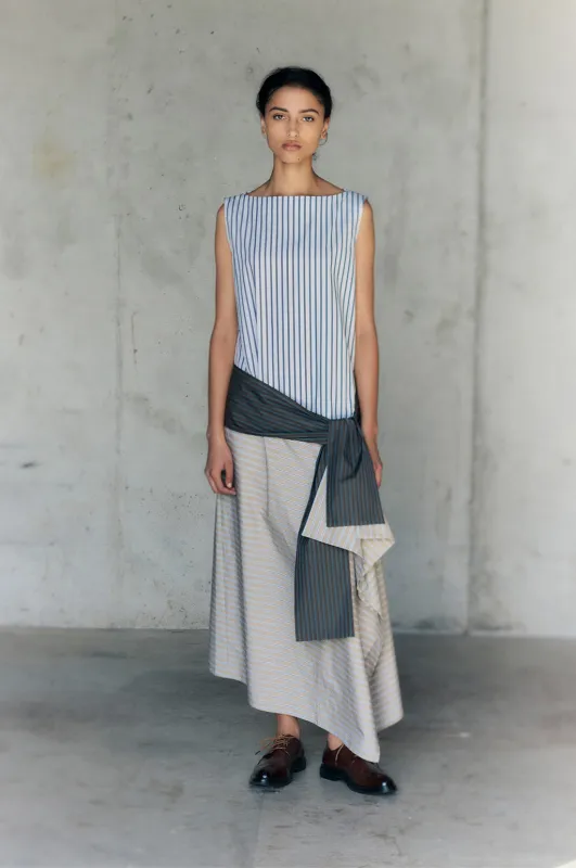 Sleeveless Drape Dress - Stripe sold by Rory William Docherty