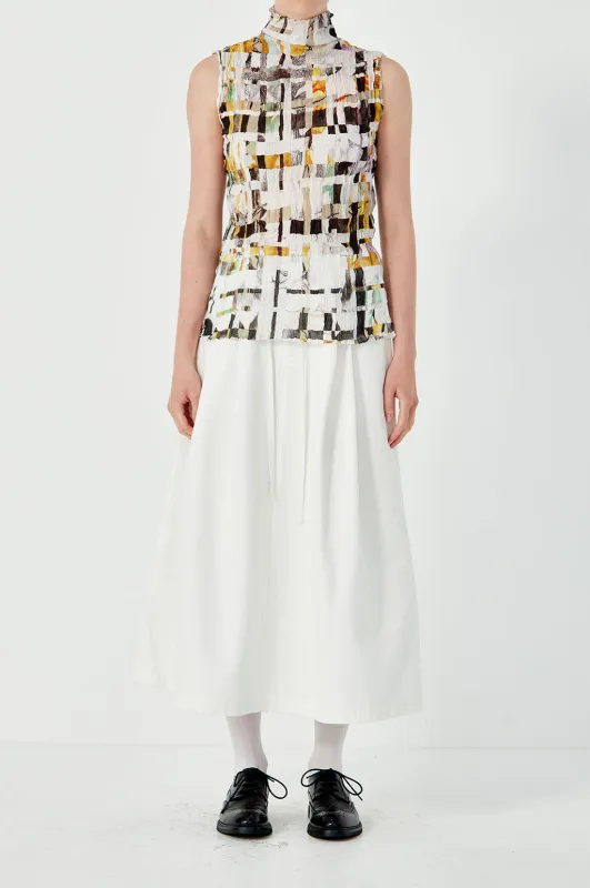 Crushed Sleeveless Turtle Neck - White Multi made by Rory William Docherty