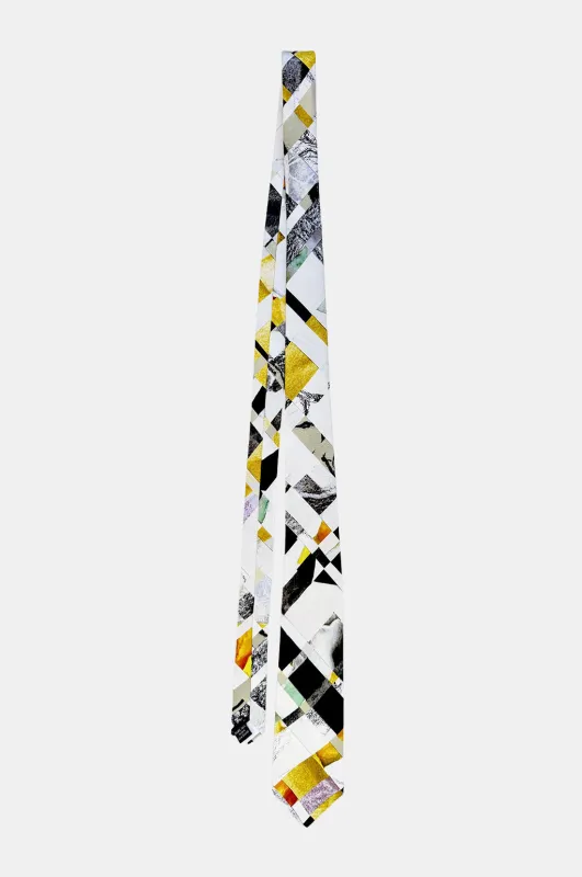 Printed Silk Tie - White Multi sold by Rory William Docherty