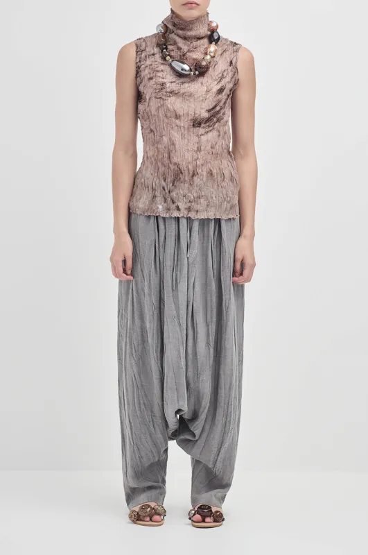 Crushed Sleeveless Turtle Neck - Sea Grass made by Rory William Docherty