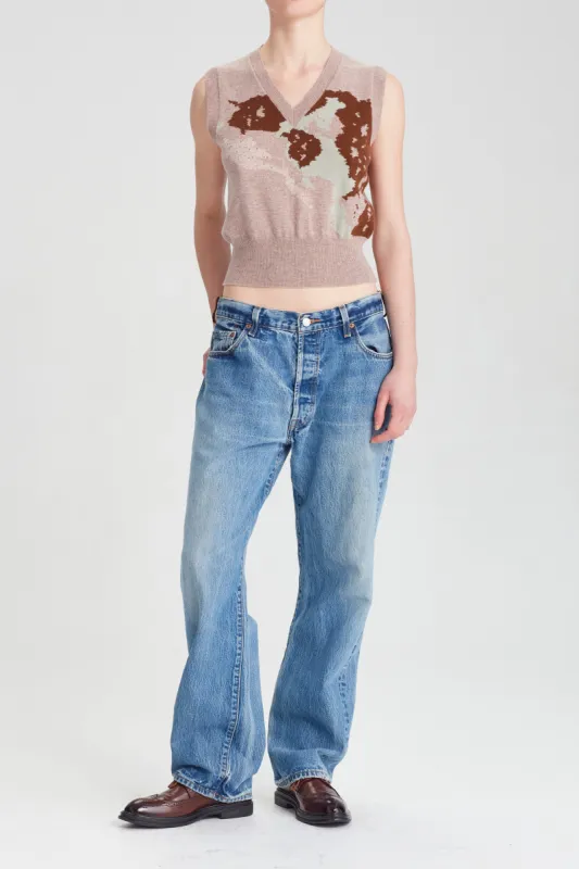 Intarsia short vest sold by Rory William Docherty