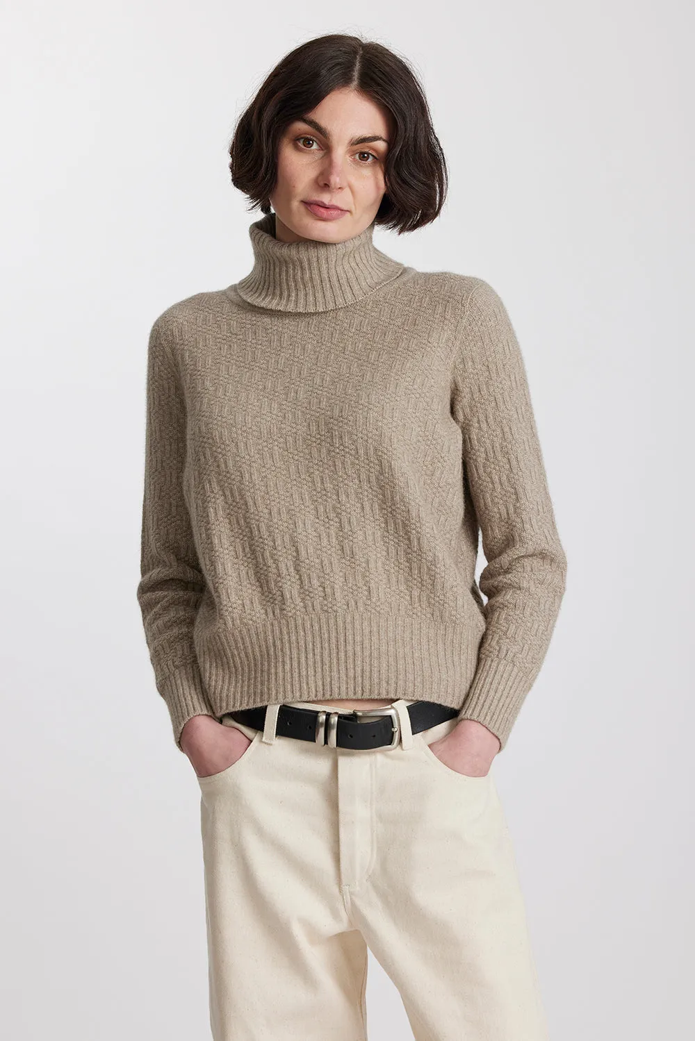 Okewa Checkered Crop Funnel Neck Jumper sold by Standard Issue product image thumbnail 2
