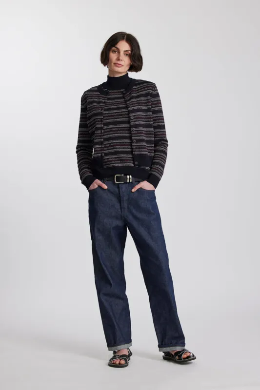 Merino Battenberg Crew Cardigan sold by Standard Issue