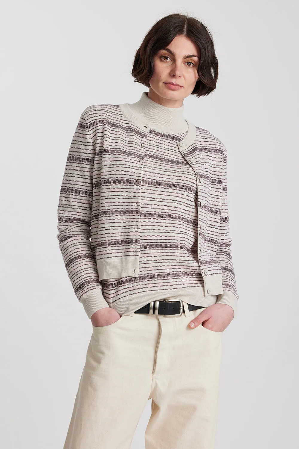 Merino Battenberg Crew Cardigan sold by Standard Issue product image thumbnail 4