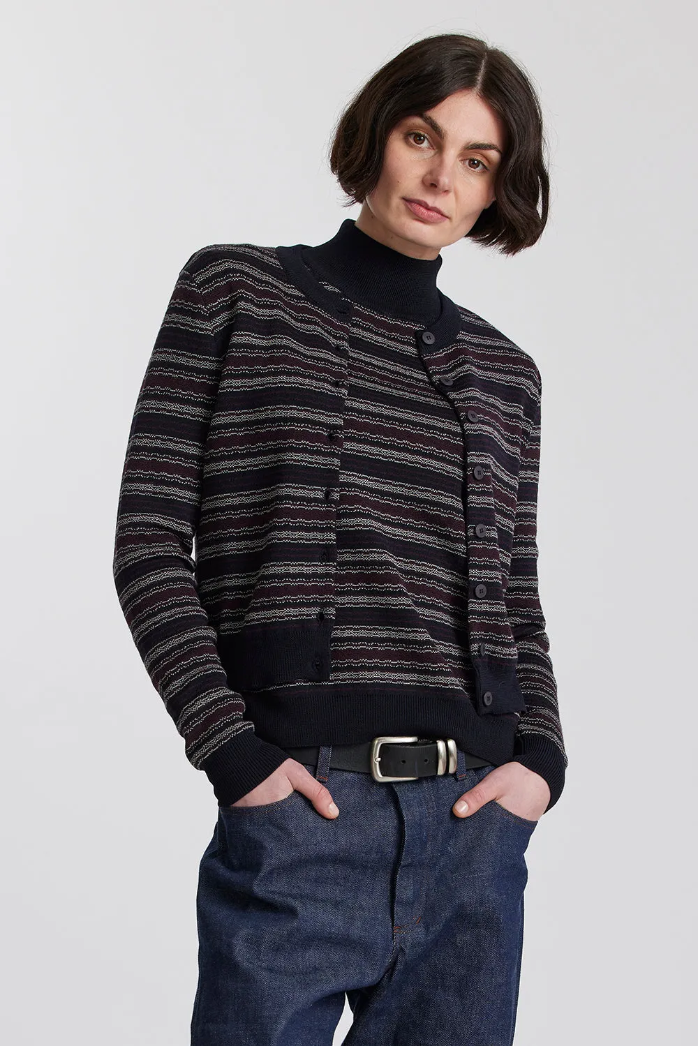 Merino Battenberg Crew Cardigan sold by Standard Issue product image thumbnail 2