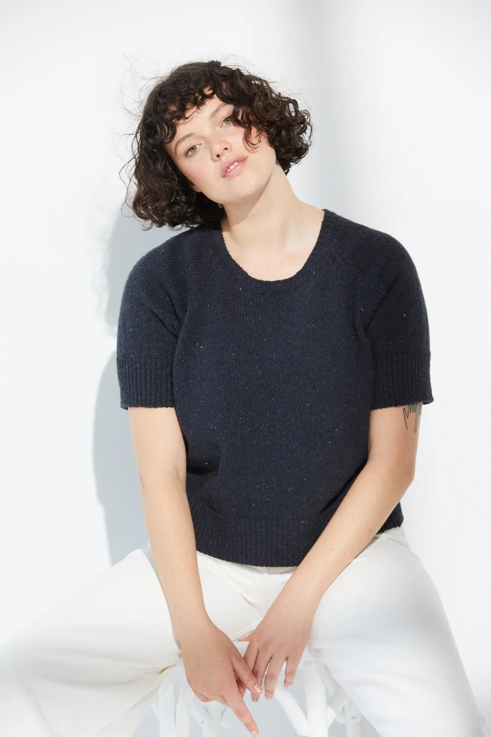 Recycled Denim Crop Tee sold by Standard Issue
