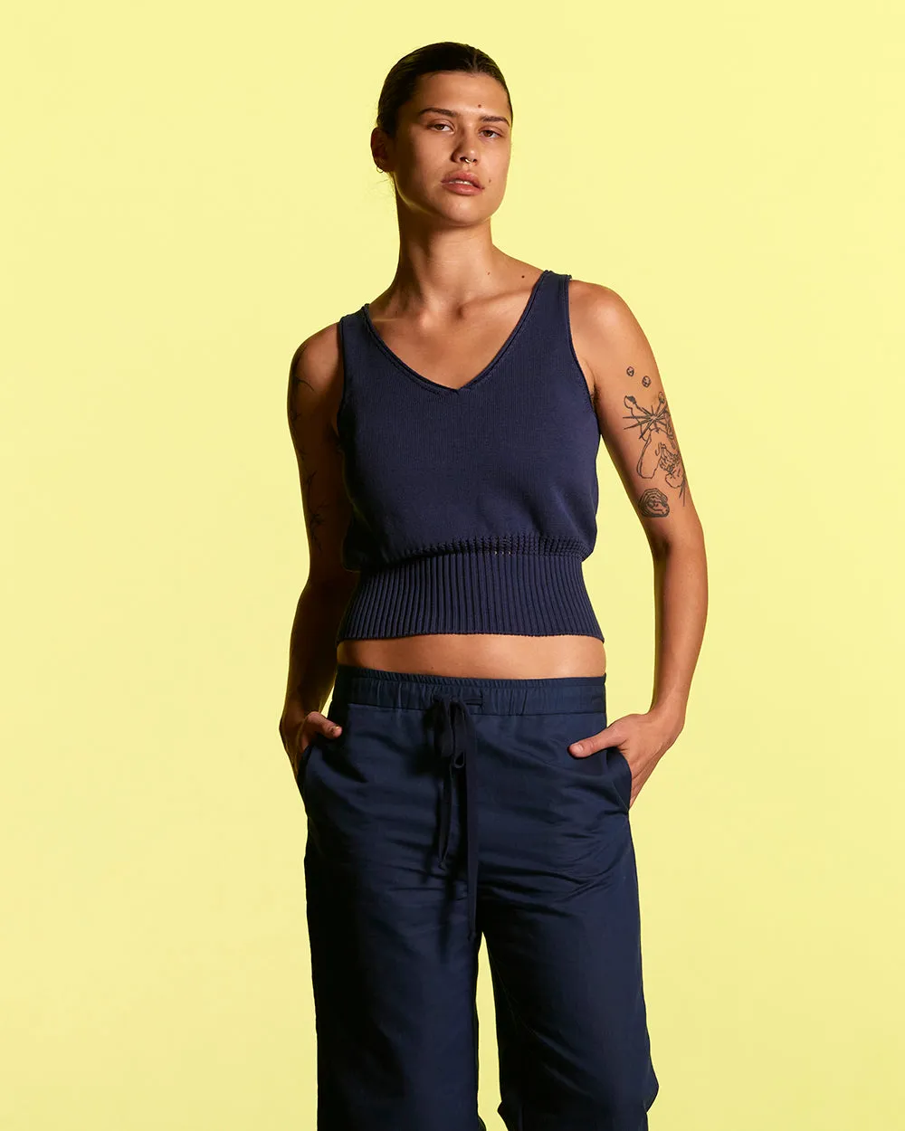 Bio Cotton Lattice Link Camisole sold by Standard Issue