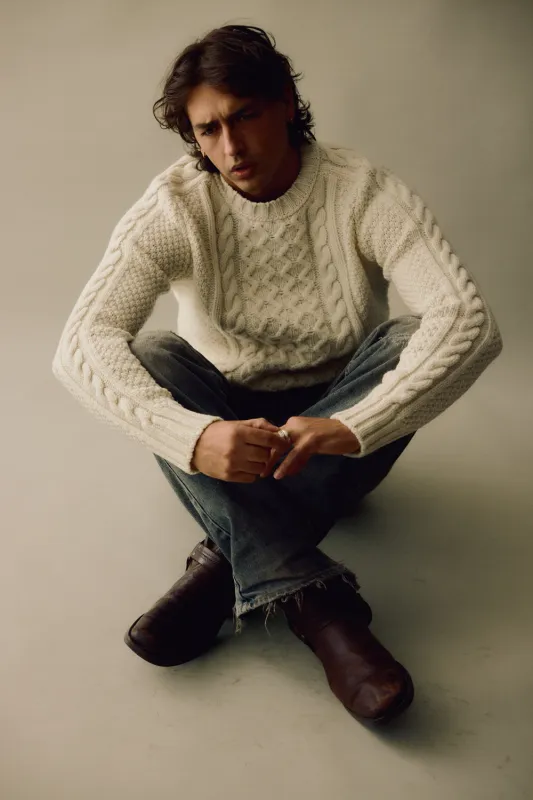 Wool Universal Cable Sweater made by Standard Issue