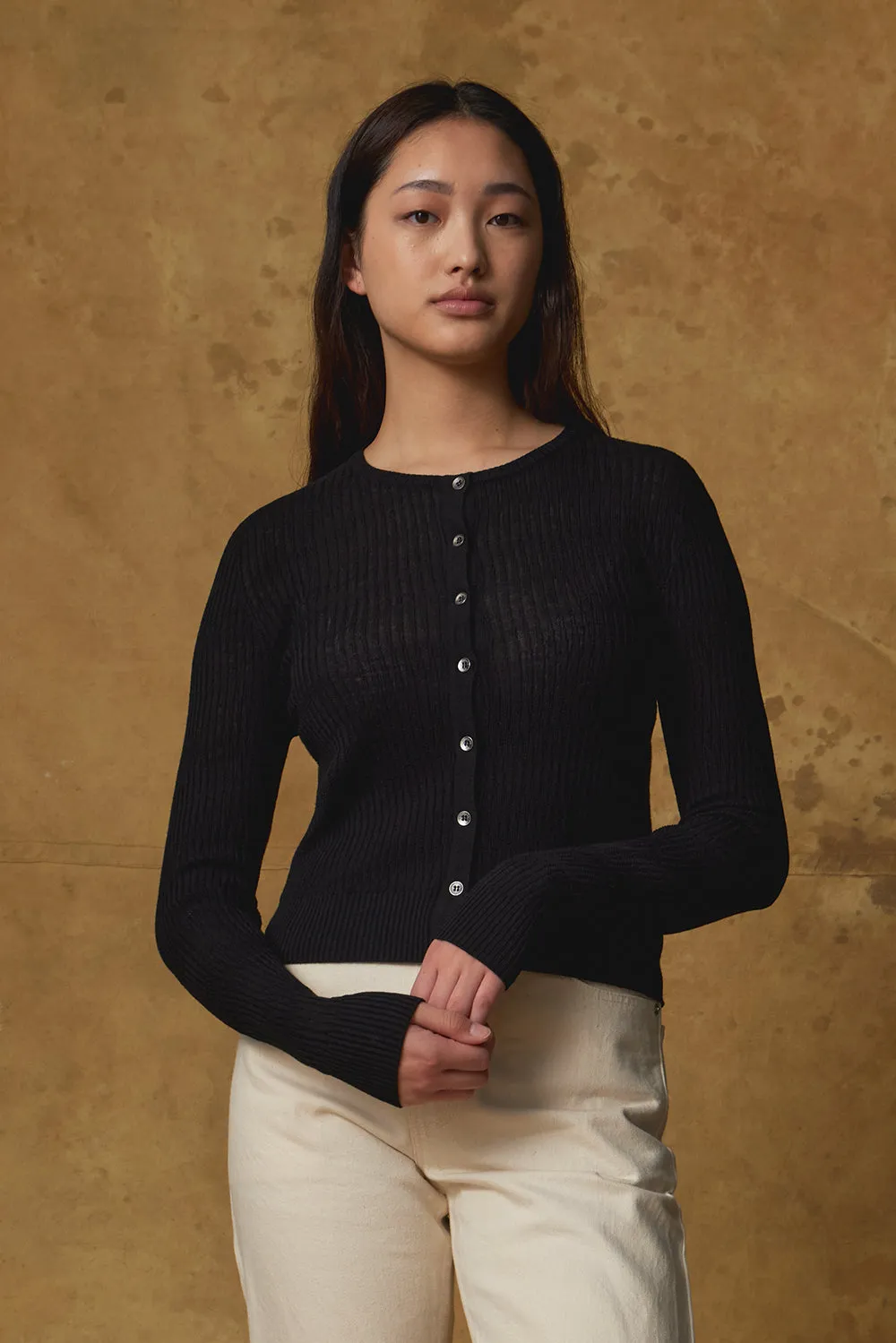 Merino Bargello Crop Cardigan sold by Standard Issue