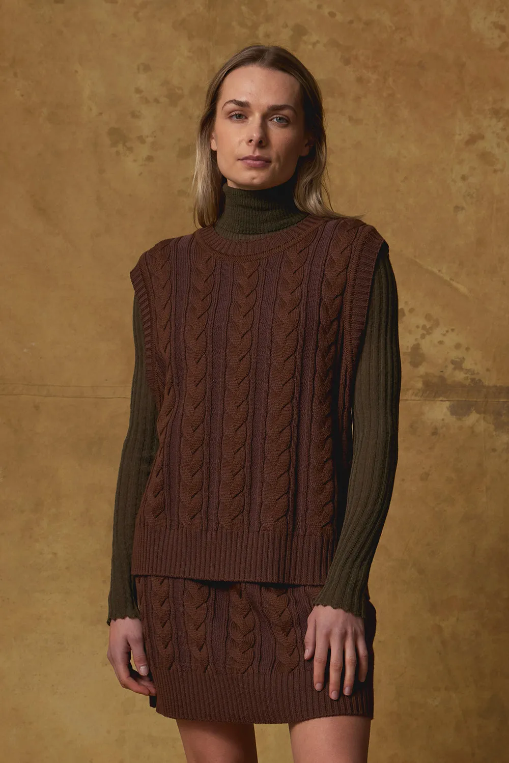 Merino Universal Cable Vest sold by Standard Issue