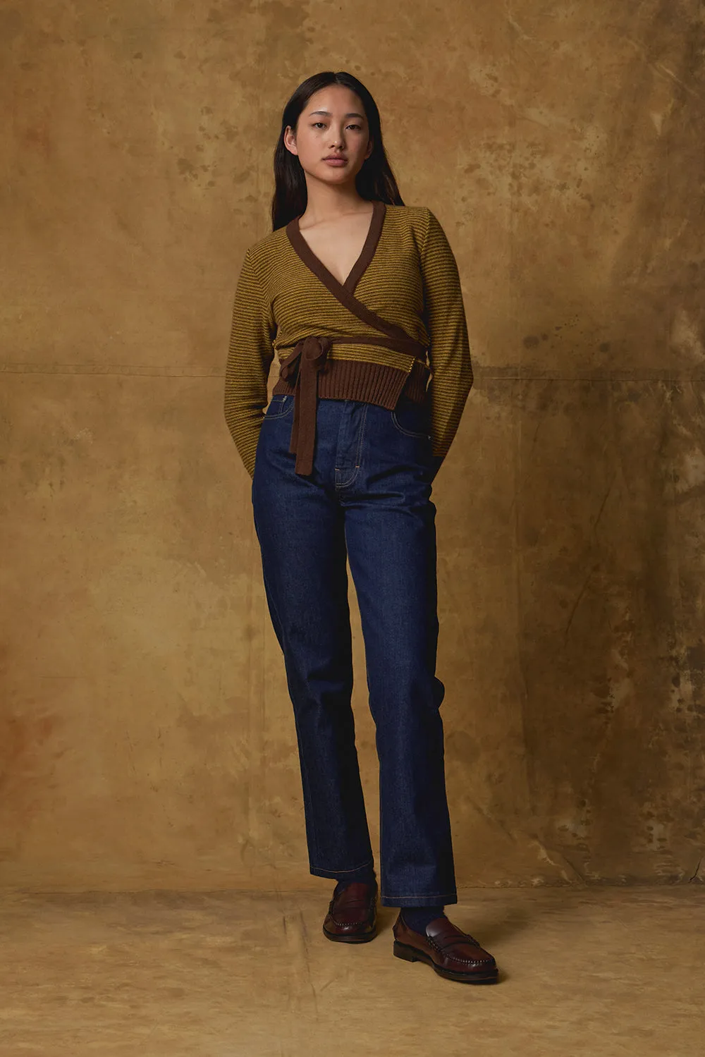 Okewa Striped Wrap Cardigan sold by Standard Issue product image thumbnail 5