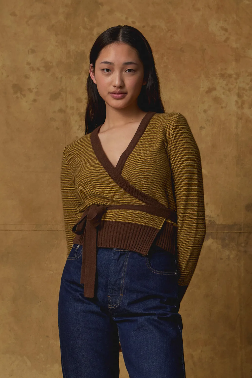 Okewa Striped Wrap Cardigan sold by Standard Issue product image thumbnail 4