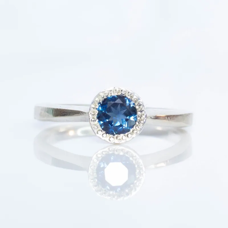 Lota Ring - 9ct White Gold with Blue Sapphire sold by Sophie Divett Jewelry