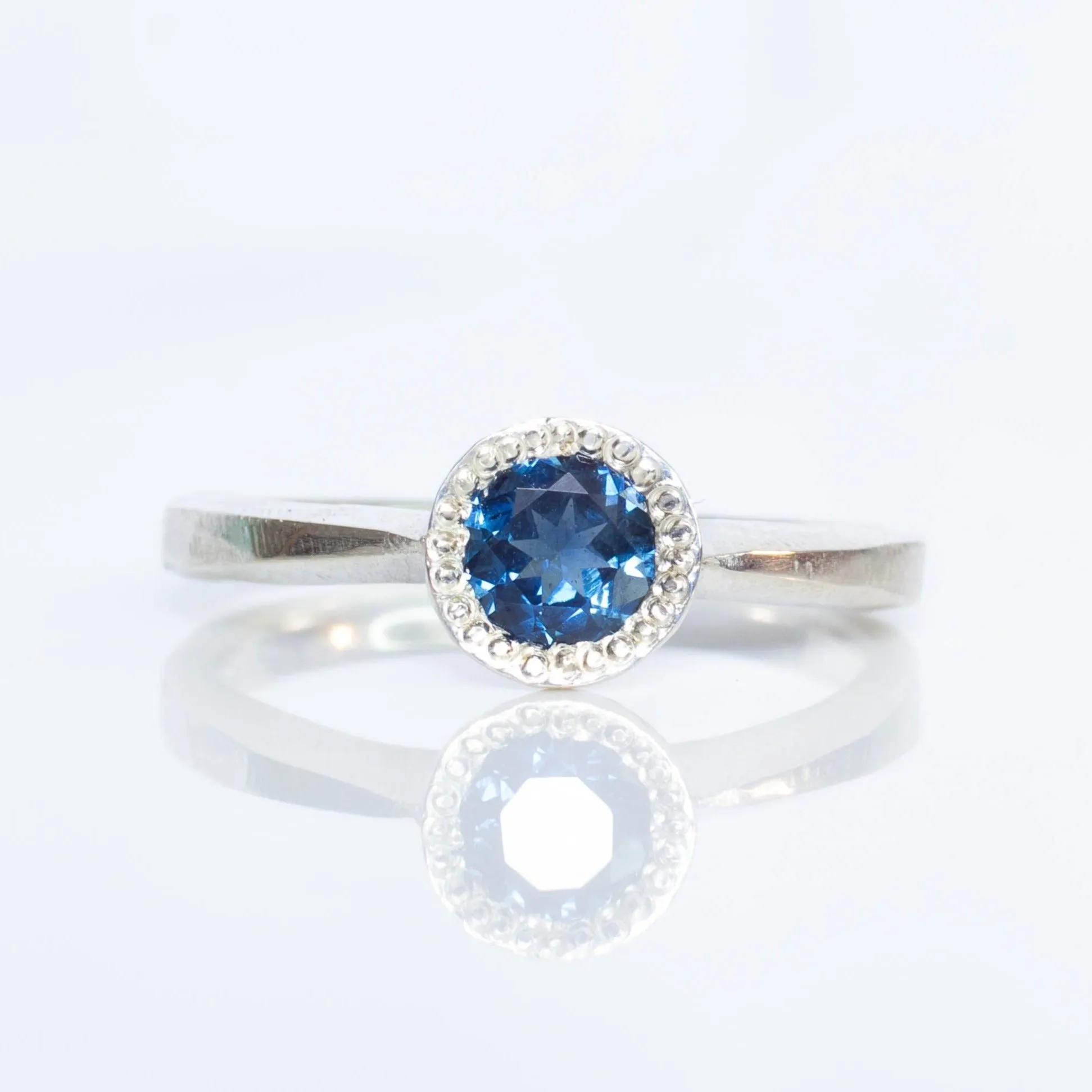 Lota Ring - 9ct White Gold with Blue Sapphire sold by Sophie Divett Jewelry