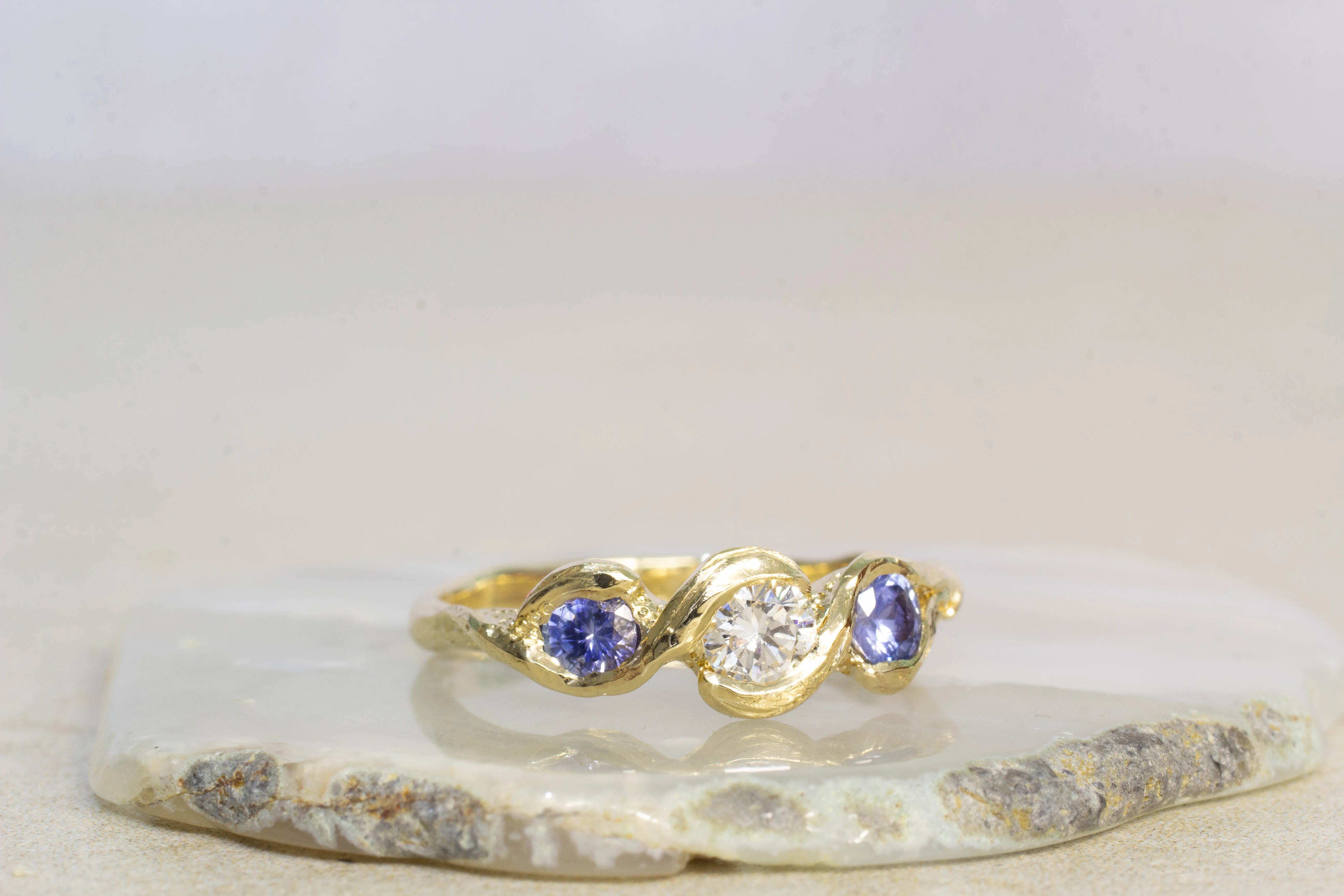 Laurel Ring - 9ct Yellow Gold with Ceylon Sapphires and Diamond sold by Sophie Divett Jewelry product image thumbnail 3