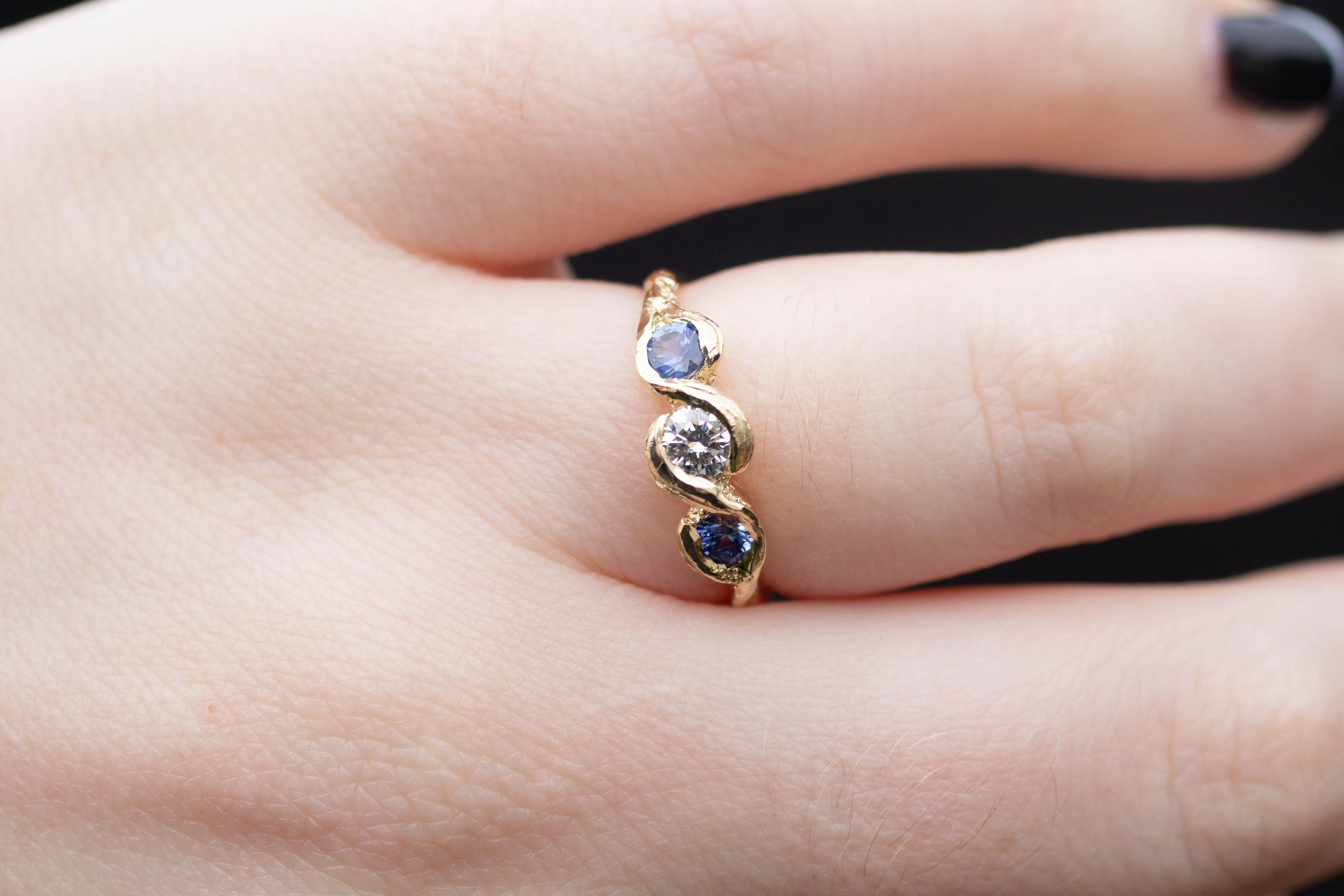 Laurel Ring - 9ct Yellow Gold with Ceylon Sapphires and Diamond sold by Sophie Divett Jewelry product image thumbnail 5