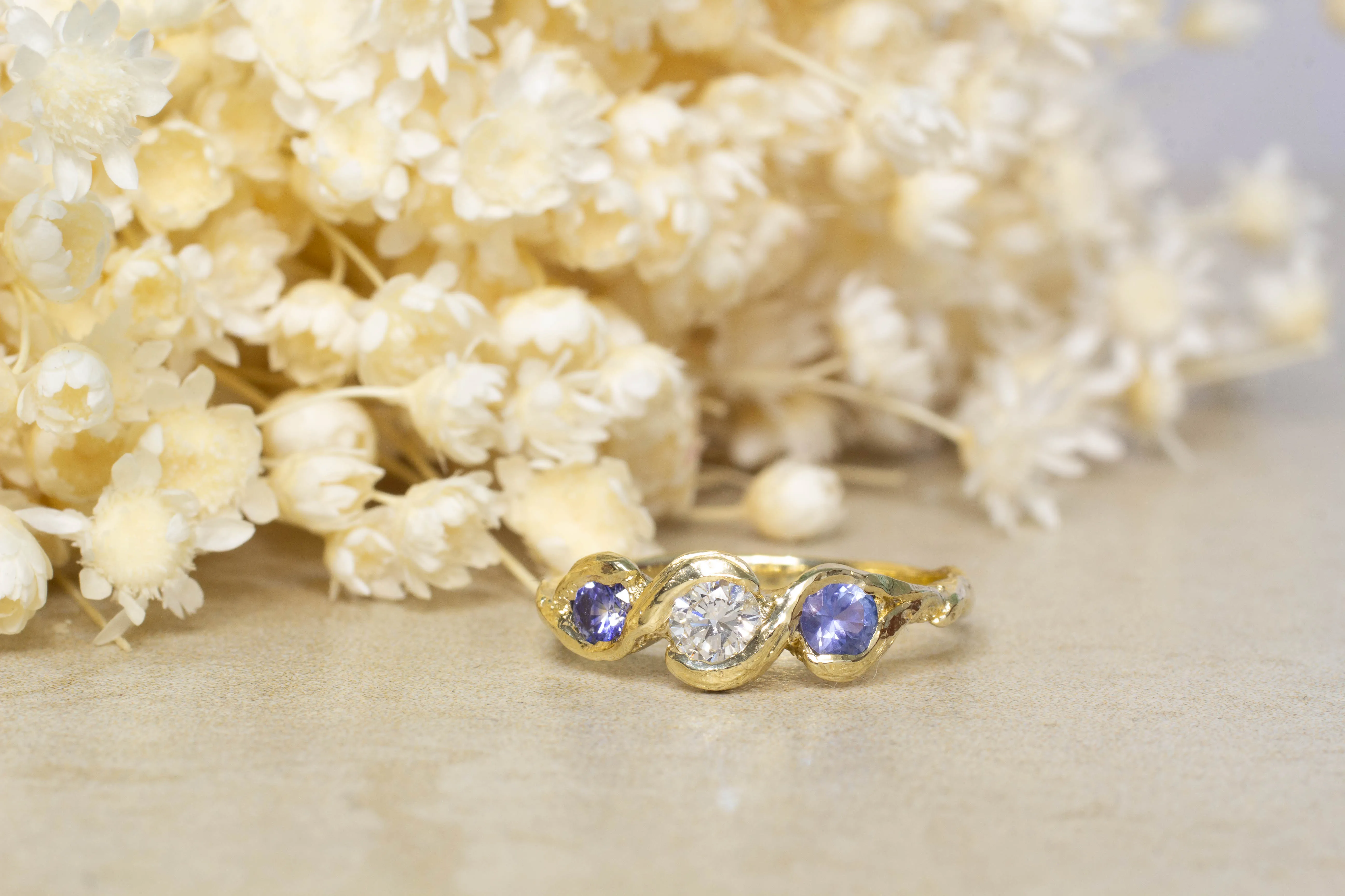 Laurel Ring - 9ct Yellow Gold with Ceylon Sapphires and Diamond sold by Sophie Divett Jewelry product image thumbnail 2