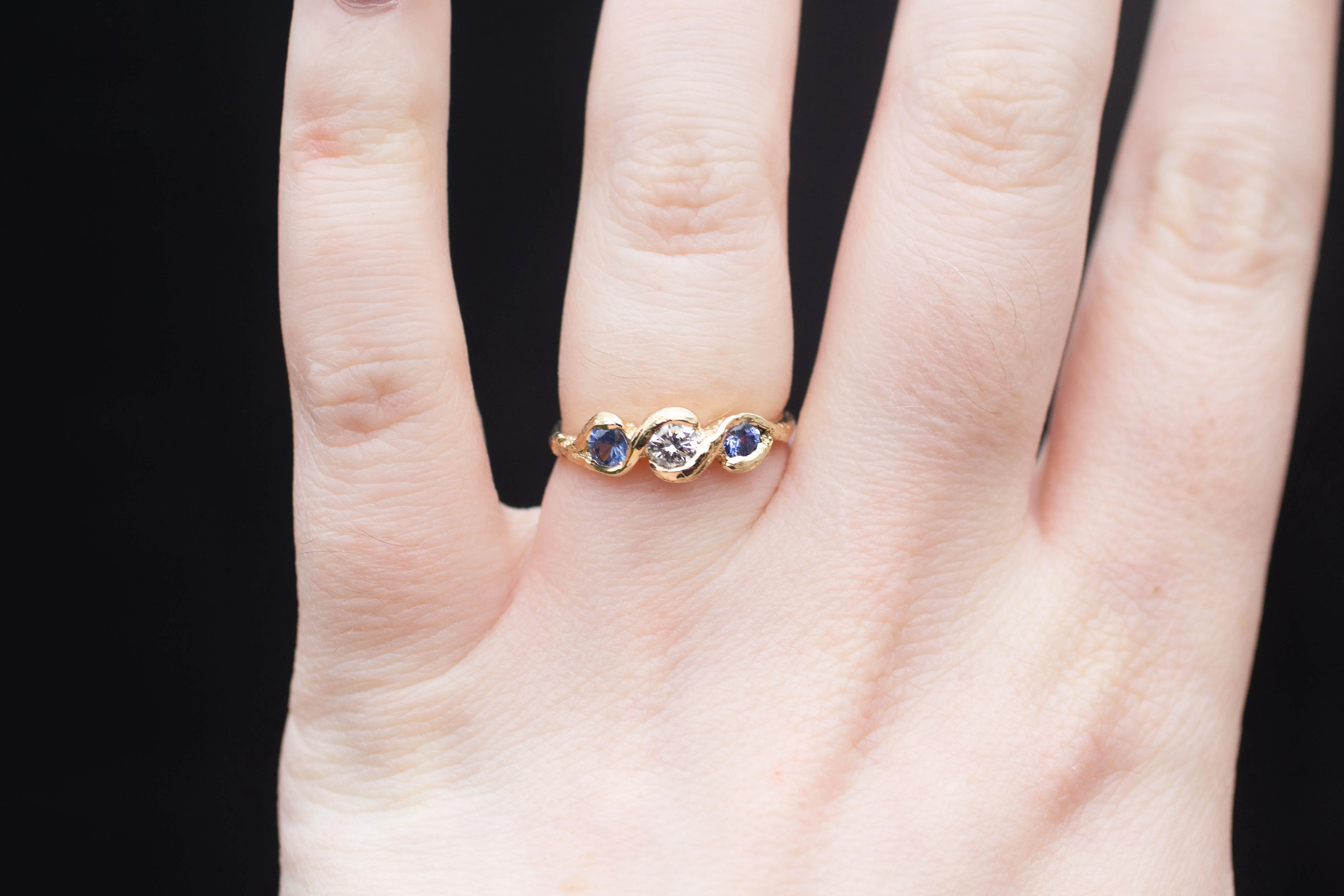 Laurel Ring - 9ct Yellow Gold with Ceylon Sapphires and Diamond sold by Sophie Divett Jewelry product image thumbnail 4