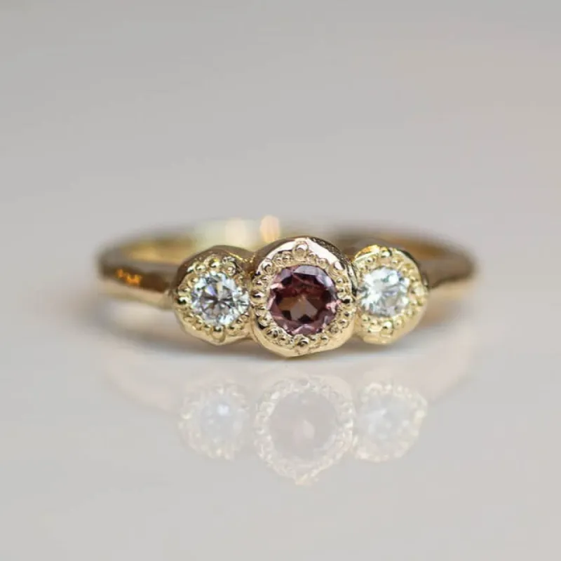 Torci Ring - Yellow Gold with Garnet & Diamonds sold by Sophie Divett Jewelry