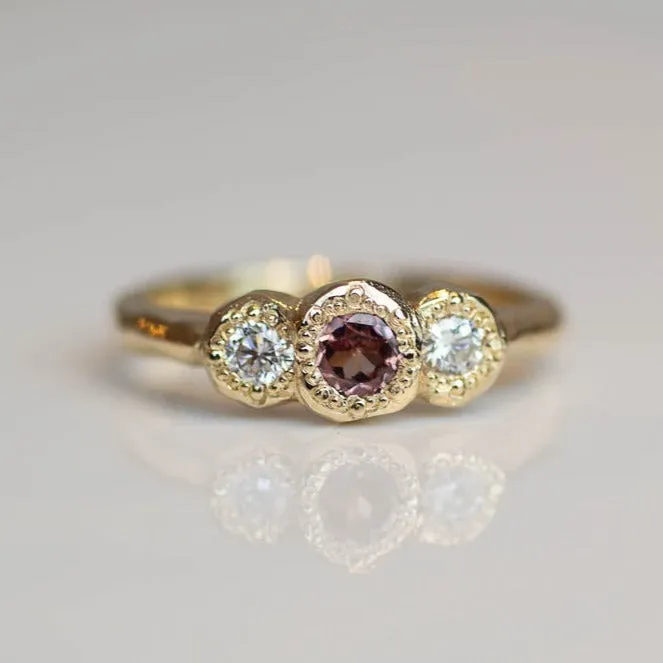 Torci Ring - Yellow Gold with Garnet & Diamonds sold by Sophie Divett Jewelry