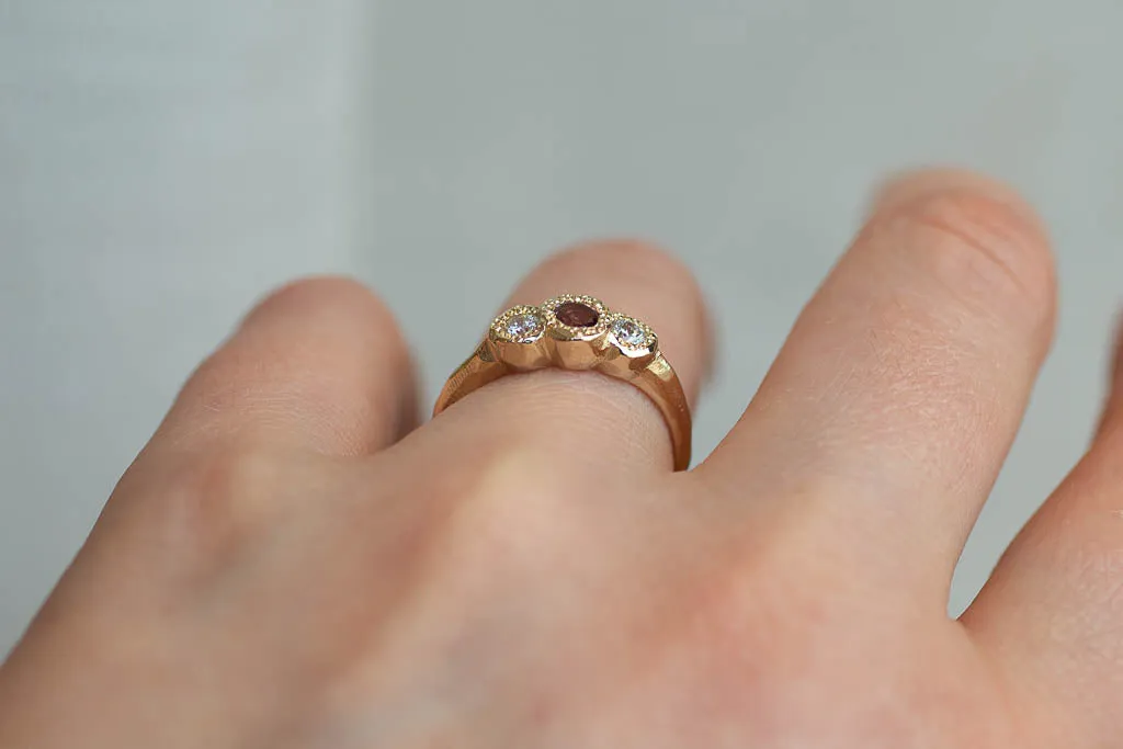 Torci Ring - Yellow Gold with Garnet & Diamonds sold by Sophie Divett Jewelry product image thumbnail 5