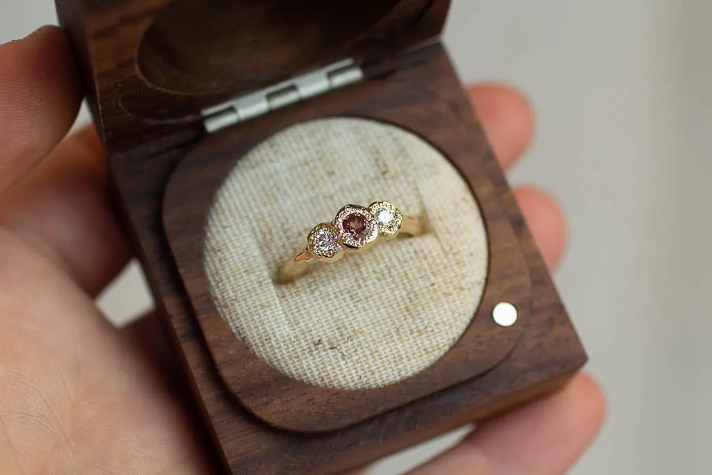 Torci Ring - Yellow Gold with Garnet & Diamonds sold by Sophie Divett Jewelry product image thumbnail 3