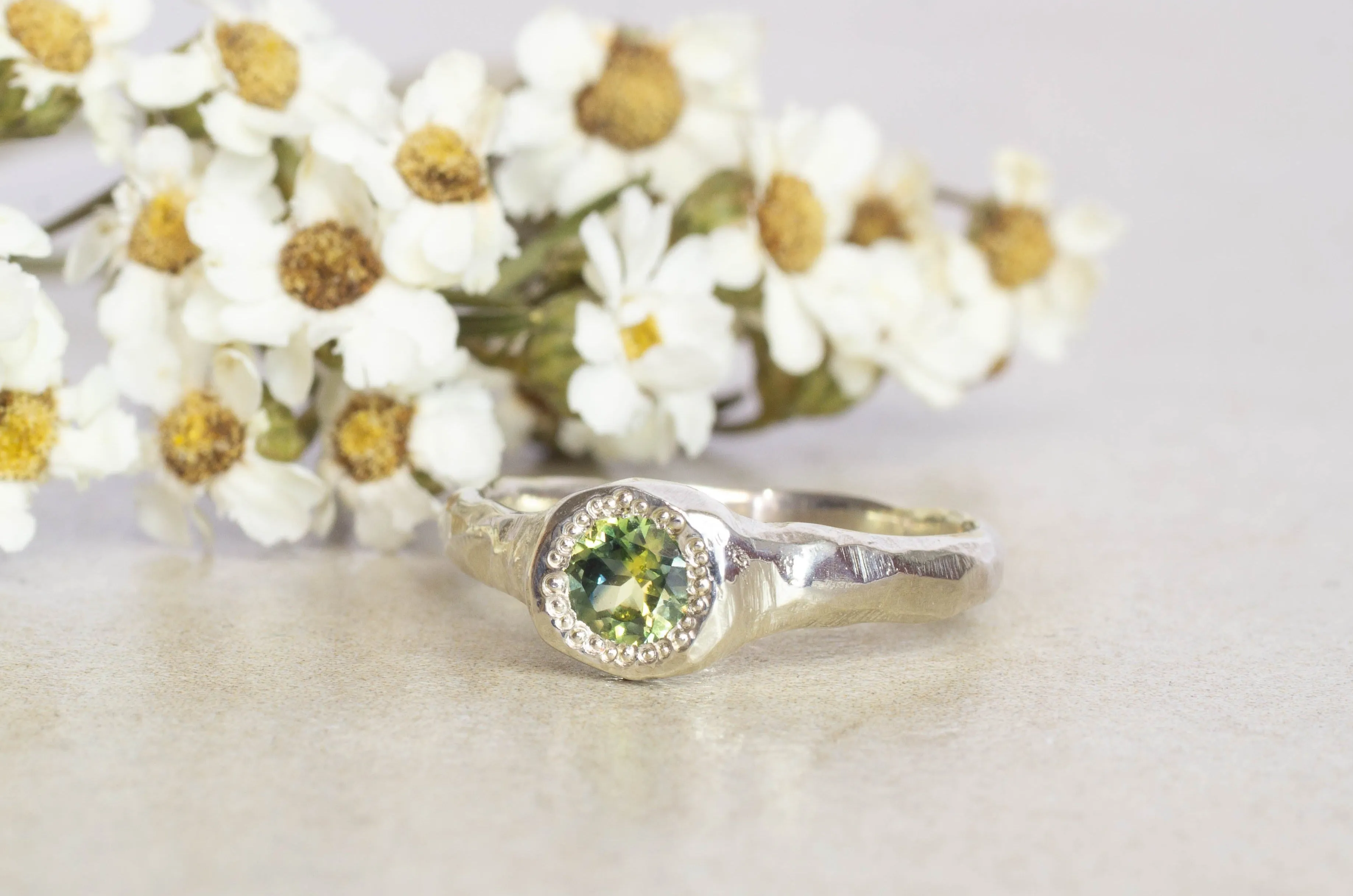 Spring Ring - 9ct White Gold with Parti Green-Yellow Sapphire sold by Sophie Divett Jewelry product image thumbnail 2