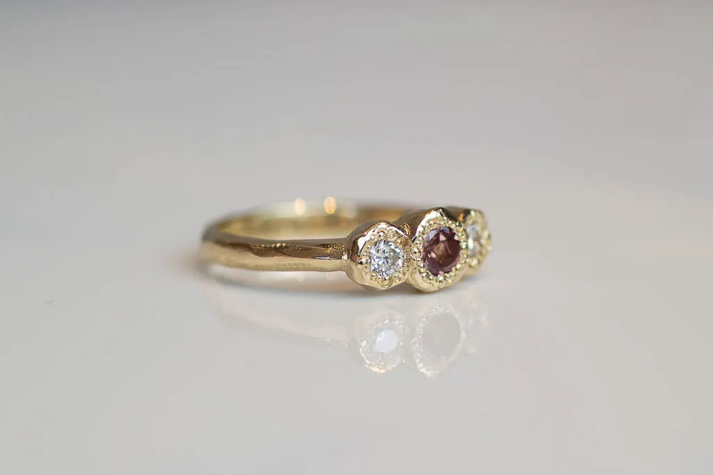 Torci Ring - Yellow Gold with Garnet & Diamonds sold by Sophie Divett Jewelry product image thumbnail 2