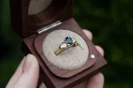 Thalia Ring - 9ct Yellow Gold with Teal  Sapphire and Diamonds sold by Sophie Divett Jewelry