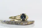 Thalia Ring - 9ct Yellow Gold with Teal  Sapphire and Diamonds sold by Sophie Divett Jewelry