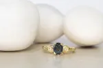 Thalia Ring - 9ct Yellow Gold with Teal  Sapphire and Diamonds sold by Sophie Divett Jewelry