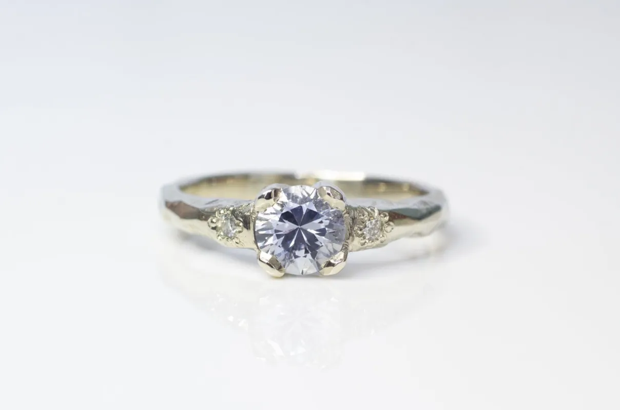 Mira Ring - 14ct White Gold with Pale Blue Sapphire sold by Sophie Divett Jewelry