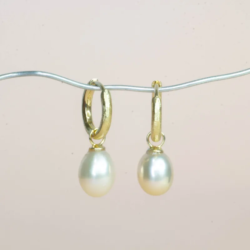 Endora Hoop Earrings - Gold with Pink Pearls sold by Sophie Divett Jewelry