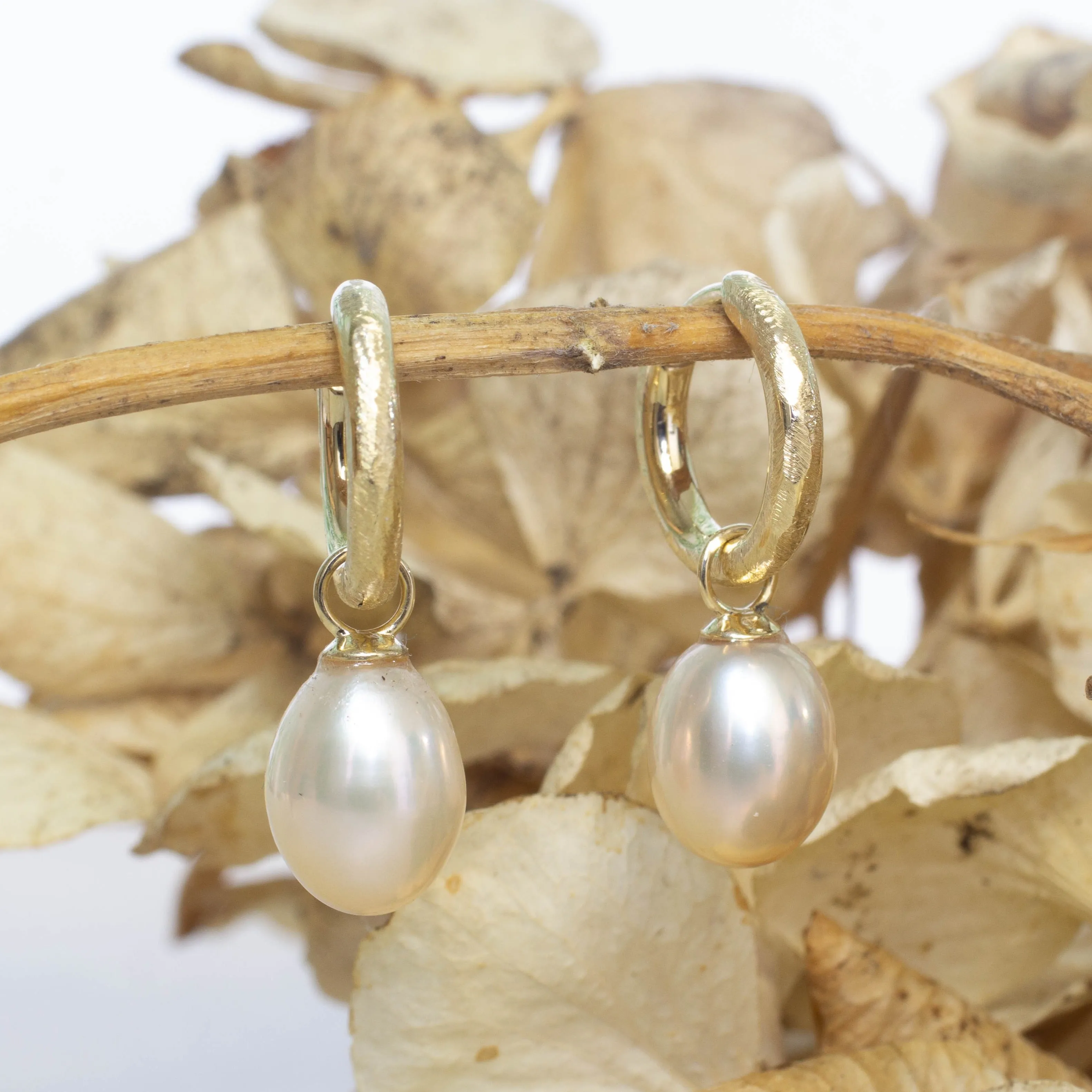 Endora Hoop Earrings - Gold with Pink Pearls sold by Sophie Divett Jewelry product image thumbnail 2
