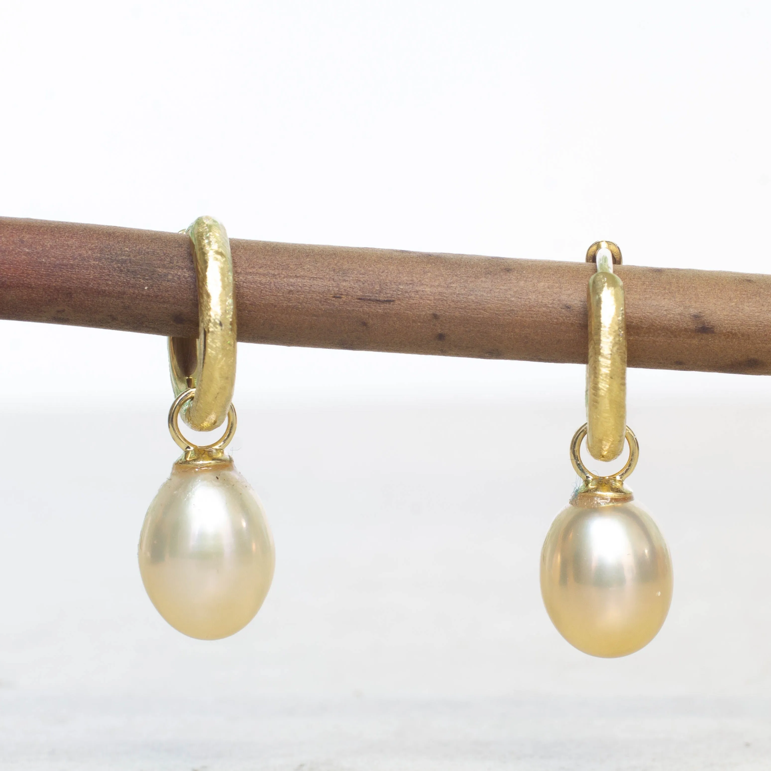 Endora Hoop Earrings - Gold with Pink Pearls sold by Sophie Divett Jewelry product image thumbnail 3
