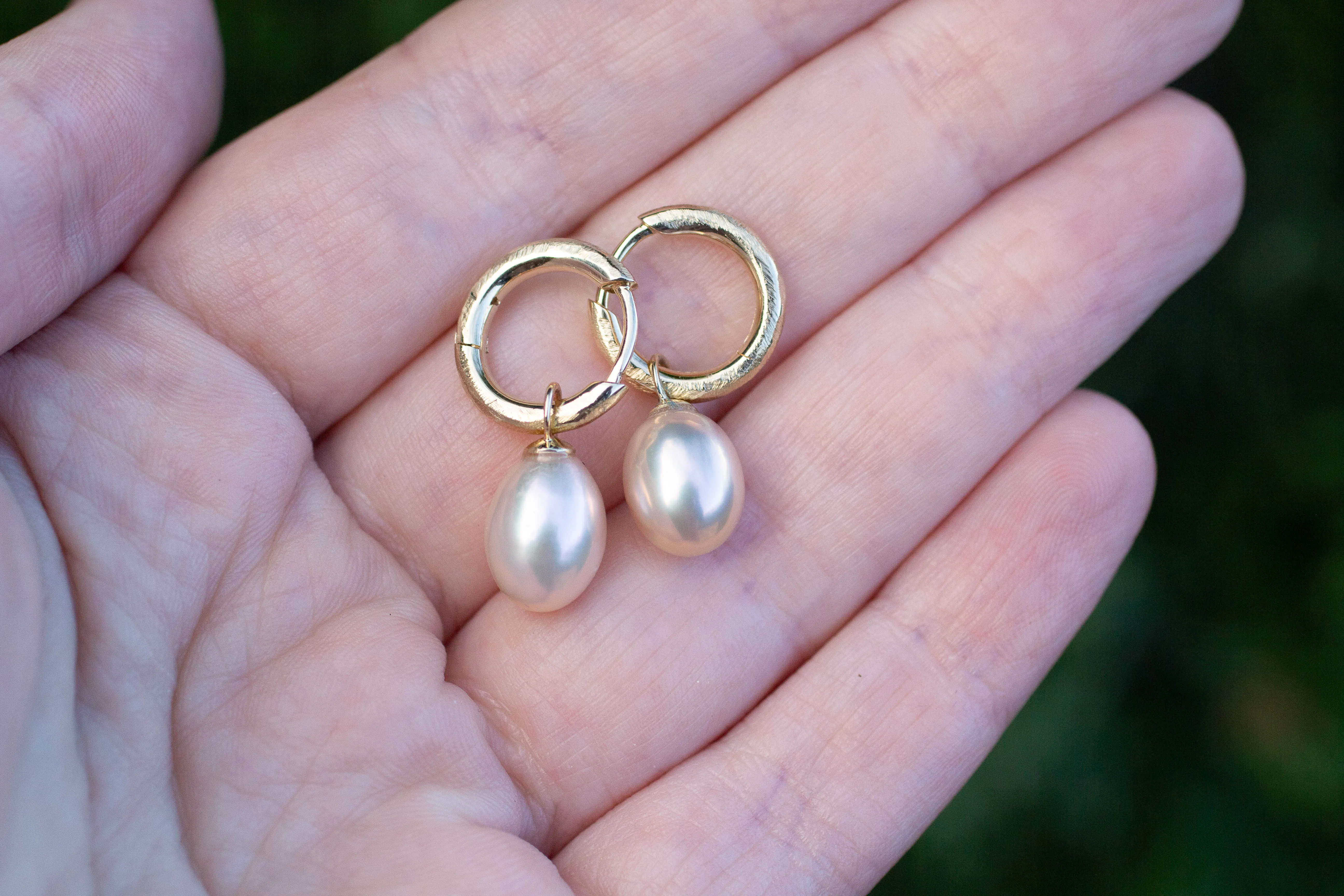 Endora Hoop Earrings - Gold with Pink Pearls sold by Sophie Divett Jewelry product image thumbnail 4