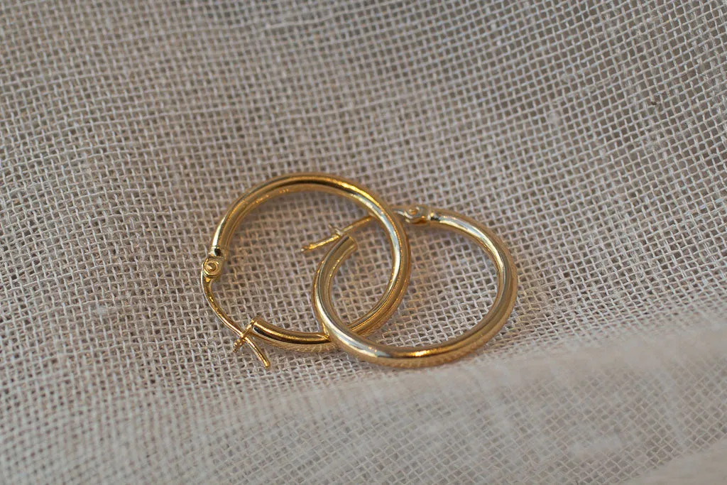 Round Hoop Earring - 15mm - 9ct Yellow Gold sold by Sophie Divett Jewelry product image thumbnail 4