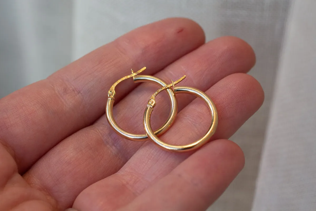 Round Hoop Earring - 15mm - 9ct Yellow Gold sold by Sophie Divett Jewelry