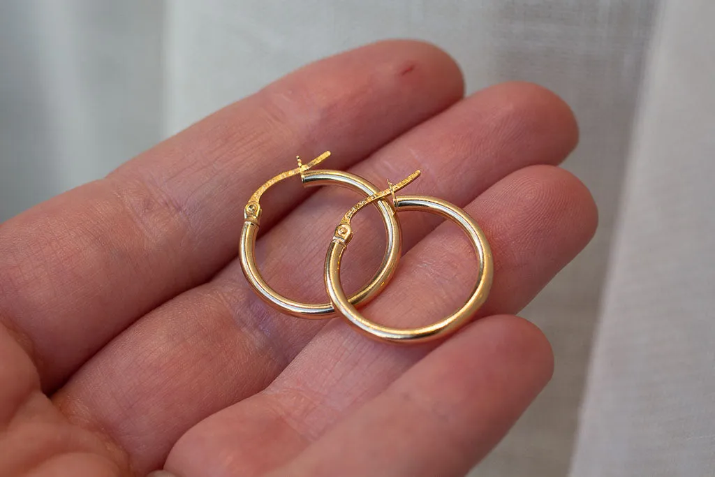 Round Hoop Earring - 15mm - 9ct Yellow Gold sold by Sophie Divett Jewelry