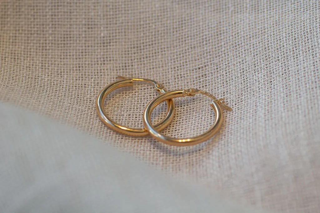 Round Hoop Earring - 15mm - 9ct Yellow Gold sold by Sophie Divett Jewelry product image thumbnail 2