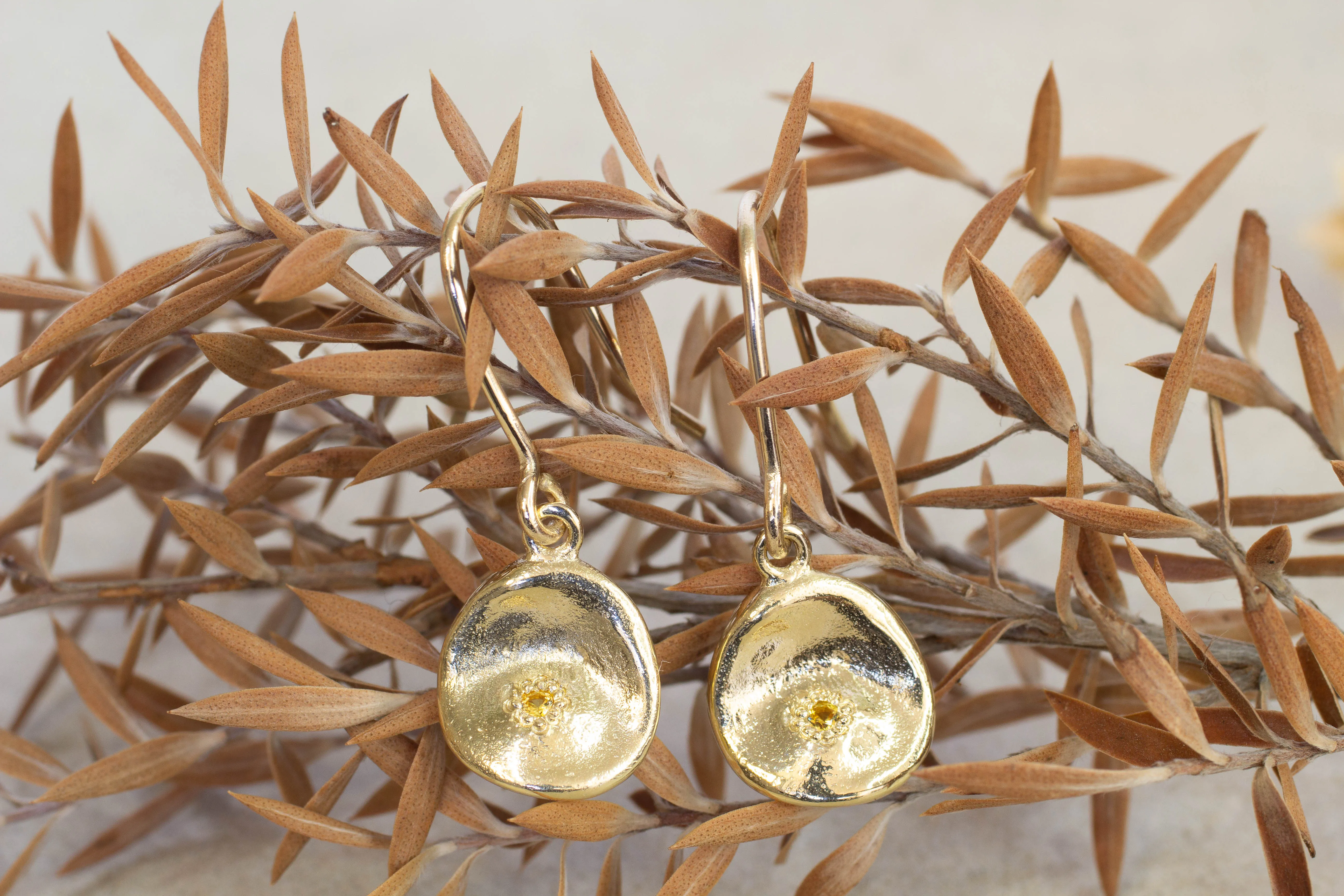 Water Drop Earrings - Yellow Gold with Yellow Sapphires sold by Sophie Divett Jewelry